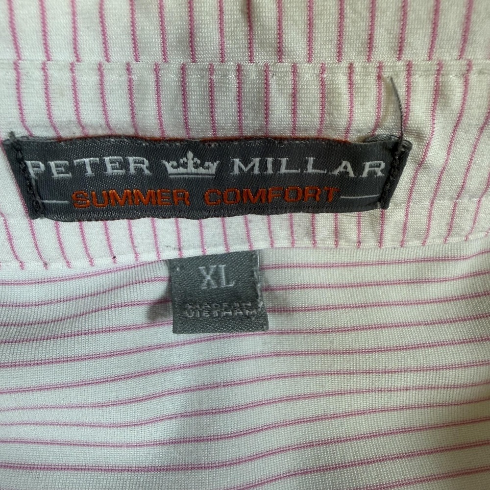 Peter Millar Polo Shirt Mens XL Pink Striped Summer Comfort Cowboys Golf Club - Picture 4 of 9